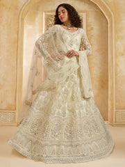 Silver Beige Embroidered Lehenga Choli