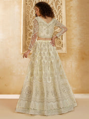 Silver Beige Embroidered Lehenga Choli