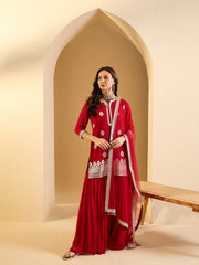 Women Floral Embroidered Regular Kurta with Sharara & With Dupatta