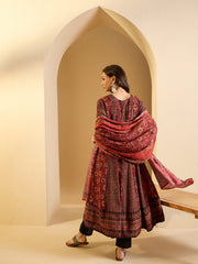 Women Floral Embroidered Pleated Sequinned Kurta with Trousers & With Dupatta