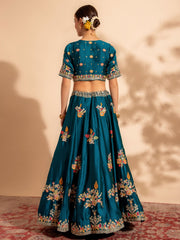 Rama Organza Embroidered Lehenga Choli