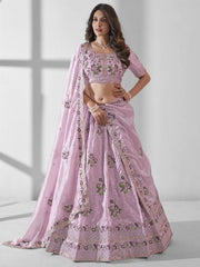 Pink Multi Embroidered Wedding Festive Lehenga Choli