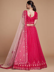 Pink Georgette Embroidered Lehenga Choli