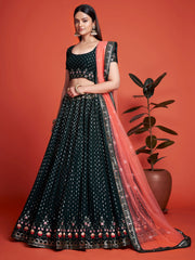 Black Georgette Embroidered Lehenga Choli