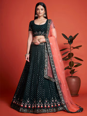 Black Georgette Embroidered Lehenga Choli