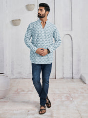 Ethnic Motifs Embroidered Chikankari Mandarin Collar Pure Cotton Straight Kurta