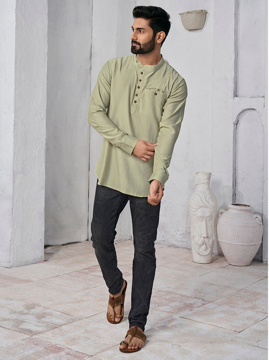 Mandarin Collar Silk Straight Kurta