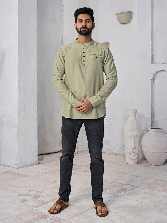 Mandarin Collar Silk Straight Kurta