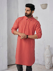 Ethnic Motifs Woven Design Shirt Collar Straight Kurta