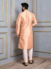 Ethnic Motifs Printed Sequinned Mandarin Collar Straight Kurta