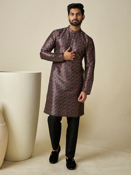 Ethnic Motifs Printed Sequinned Straight Kurta