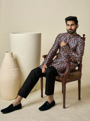 Ethnic Motifs Printed Mandarin Collar Straight Kurta