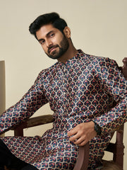 Ethnic Motifs Printed Mandarin Collar Straight Kurta