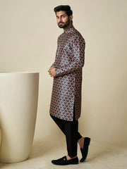 Ethnic Motifs Printed Mandarin Collar Straight Kurta