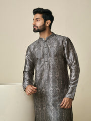 Floral Printed Mandarin Collar Straight Kurta