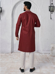 Ethnic Motifs Yoke Design Mandarin Collar Straight Kurta