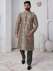 Floral Printed Mandarin Collar Straight Kurta