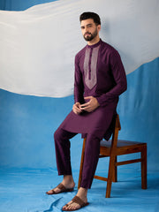 Men Ethnic Motifs Embroidered Regular Thread Work Kurta with Trousers