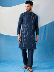 Men Ethnic Motifs Embroidered Regular Sequinned Kurta with Trousers