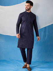 Men Embroidered Regular Sequinned Kurta with Dhoti Pants