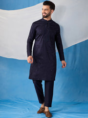 Men Ethnic Motifs Embroidered Regular Sequinned Kurta with Trousers