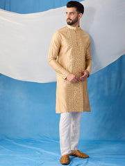 Men Ethnic Motifs Embroidered Regular Sequinned Kurta with Trousers