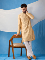 Men Ethnic Motifs Embroidered Regular Sequinned Kurta with Trousers