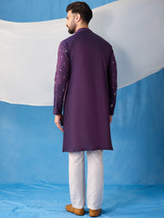 Men Ethnic Motifs Embroidered Regular Sequinned Kurta with Trousers