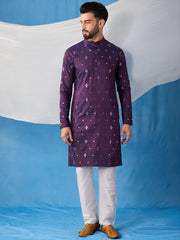 Men Ethnic Motifs Embroidered Regular Sequinned Kurta with Trousers