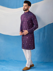 Men Ethnic Motifs Embroidered Regular Sequinned Kurta with Trousers