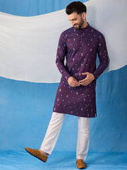 Men Ethnic Motifs Embroidered Regular Sequinned Kurta with Trousers