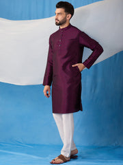 Floral Embroidered Thread Work Jacquard Weave Stright Kurta With Trousers