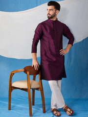 Floral Embroidered Thread Work Jacquard Weave Stright Kurta With Trousers