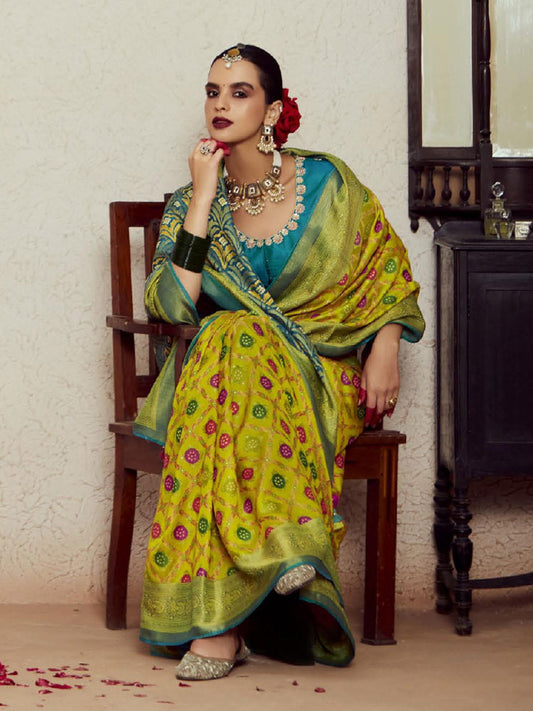 Yellow Weaving Festive Wear Soft Brasso Saree