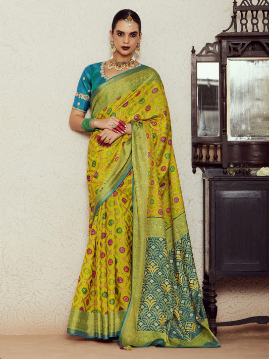 Yellow Weaving Festive Wear Soft Brasso Saree