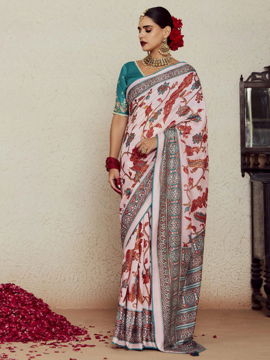 Pink Weaving Festive Wear Soft Brasso Saree