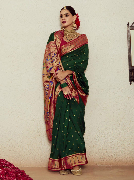 Green Weaving Festive Wear Soft Brasso Saree