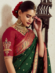 Green Weaving Festive Wear Soft Brasso Saree