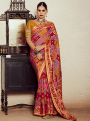 Multicolor Weaving Festive Wear Soft Brasso Saree