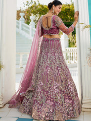 Lavender net and Coding and Zarkan embroidery Semi-Stitched Lehenga choli & Dupatta