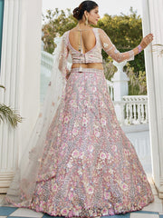 Grey net with Sequinse and Zarkan embroidery Semi-Stitched Lehenga choli & Dupatta