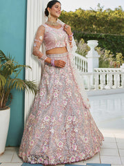 Grey net with Sequinse and Zarkan embroidery Semi-Stitched Lehenga choli & Dupatta