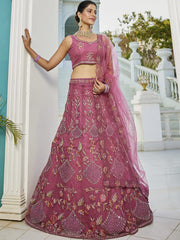 Navy Blue net with Coding and Zarkan embroidery Semi-Stitched Lehenga choli & Dupatta