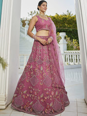 Navy Blue net with Coding and Zarkan embroidery Semi-Stitched Lehenga choli & Dupatta