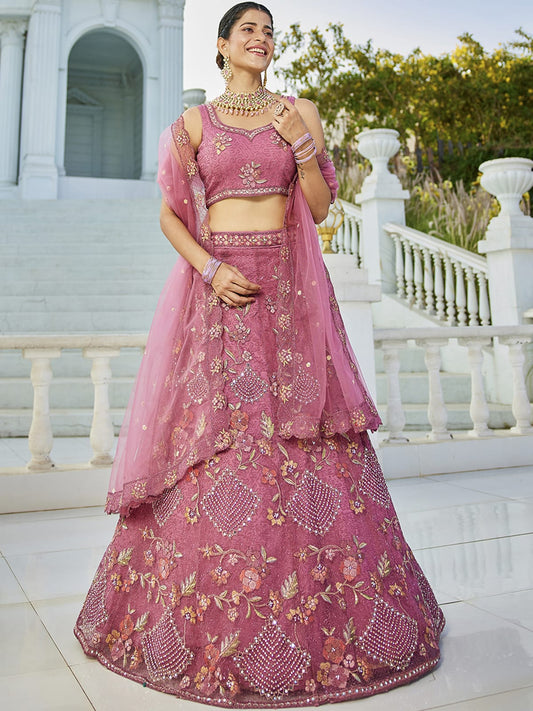 Navy Blue net with Coding and Zarkan embroidery Semi-Stitched Lehenga choli & Dupatta