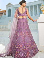 Purple net with Coding and Zarkan embroidery Semi-Stitched Lehenga choli & Dupatta