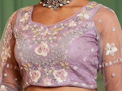 Mauve net with Sequinse and Zarkan embroidery Semi-Stitched Lehenga choli & Dupatta