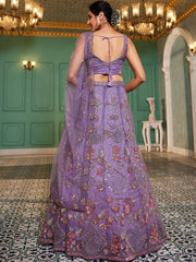 Lavender net with Coding and Zarkan embroidery Semi-Stitched Lehenga choli & Dupatta