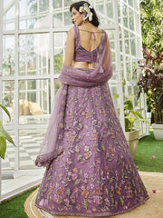 Lavender net with Coding and Zarkan embroidery Semi-Stitched Lehenga choli & Dupatta