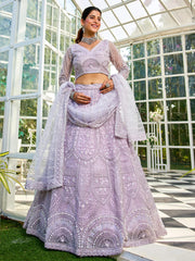 Lavdender net with Beads and Zarkan embroidery Semi-Stitched Lehenga choli & Dupatta